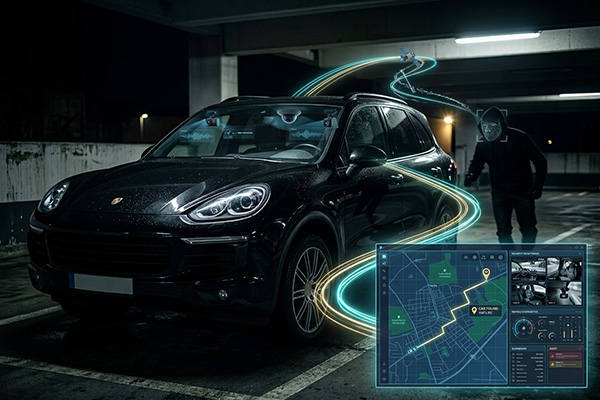 Vehicle security cameras and GPS tracking for theft prevention
